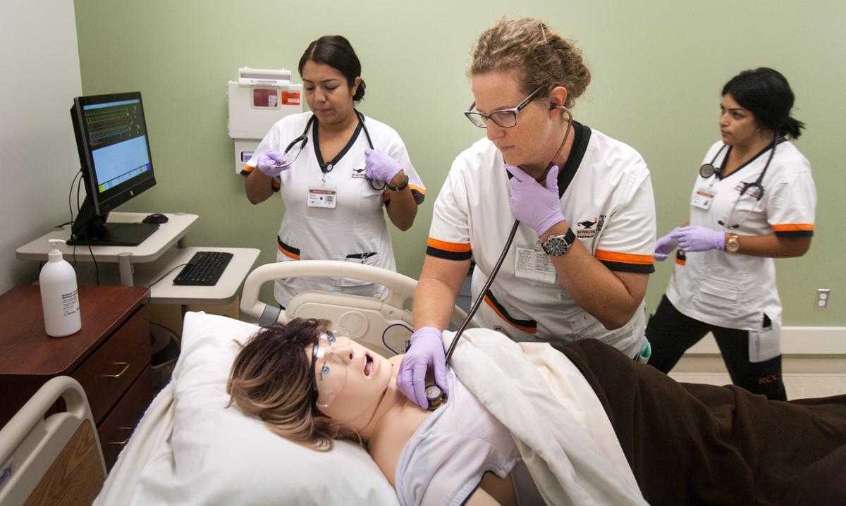 Nursing student during training