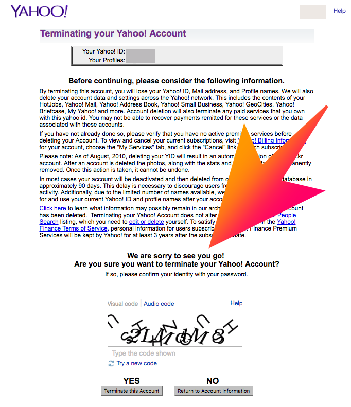 Yahoo Email Deletion Process